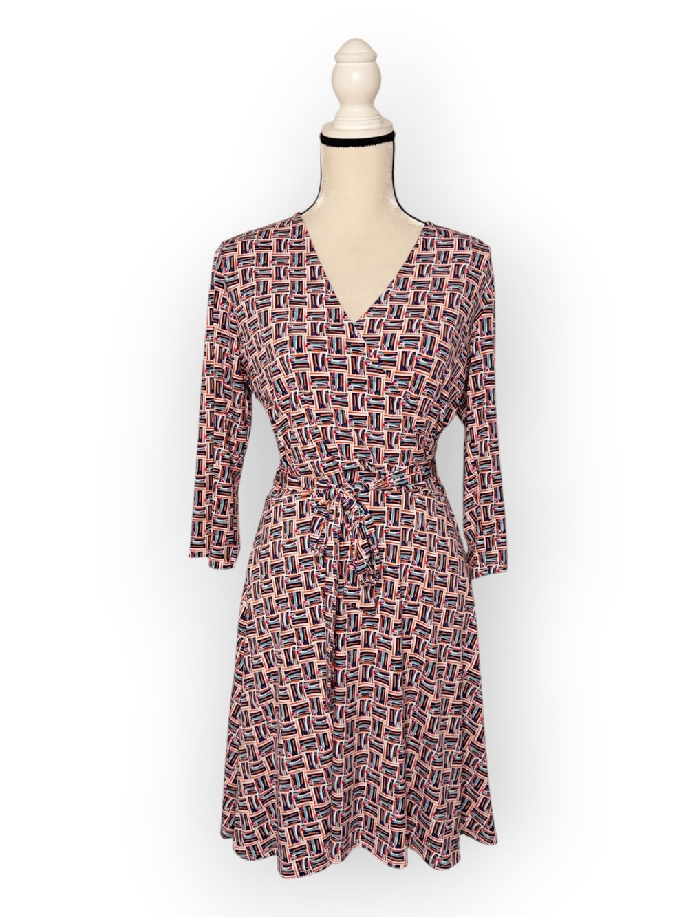 Leota Faux Wrap Compass Rose Dress Size L